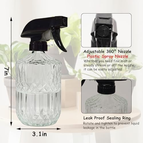 YYTSGG Clear Glass Handheld Spray Bottle, 15oz, Adjustable Mist Nozzle - Image 2