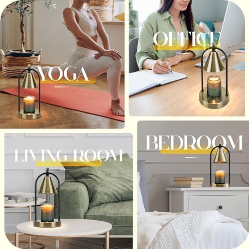 Candle Warmer Lamp with Timer, Electric Brass Light for Dimmable Wax Melts and Candle Jars, Bedroom Lamp Gifts for Women Home Decor (2 Bulbs) - Image 7