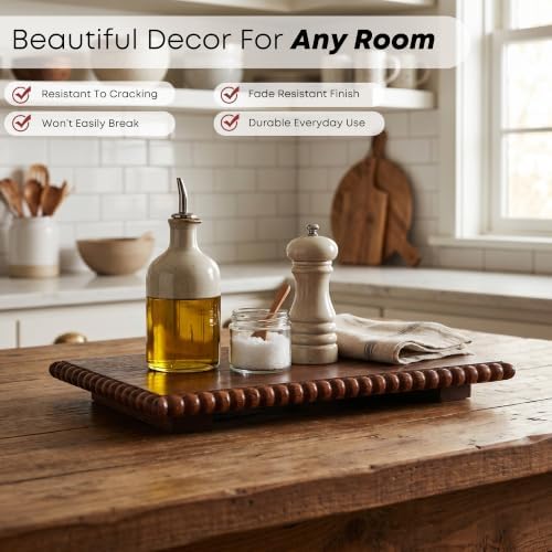 Beaded Wood Risers 12" Rustic Display Stand for Boho Decor(Rustic Walnut) - Image 7