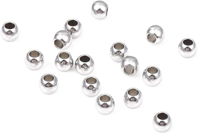 Stainless Steel Spacer Beads 5x4mm Round Loose Charm Caps Beads for DIY Jewelry Making 100pcs with 2.5mm Hole