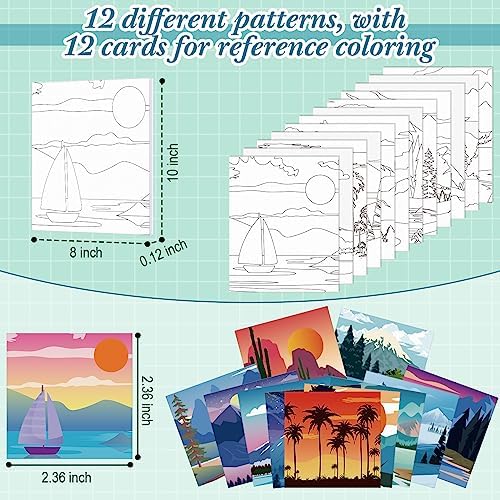 Sherr 12 Pcs Pre Drawn Canvas for Adults,Landscape,8 x 10 Inch - Image 2