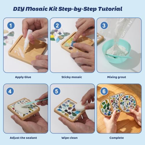 4 Sets DIY Mosaic Kits for Adults Mixed Color Mosaic Tiles for Crafts - Image 4