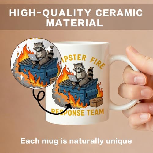 Dumpster Fire Response Team 11 oz Raccoon Ceramic Coffee Mug - Image 3