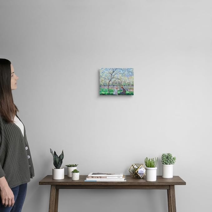 CANVAS ON DEMAND Springtime, 1886 Canvas Wall Art Print by Claude Monet, Classic, Impressionism, Home Decor, Reading, Spring Artwork,10" x8in