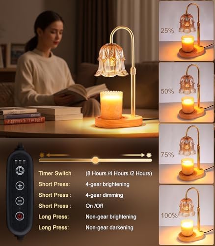 Candle Warmer Lamp Adjustable Timer - Electric Flower Glass Candles Light - Image 3
