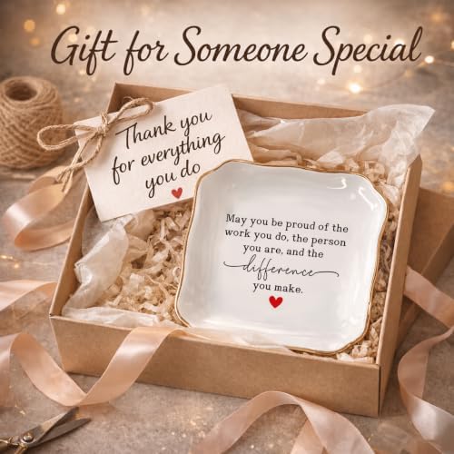 Inspirational Ceramic Jewelry Dish, Appreciation Gift for Women, Thank You Ring Dish, Decorative Trinket Tray for Teacher Nurse Coworker Mentor Friend Employee Retirement - Image 5