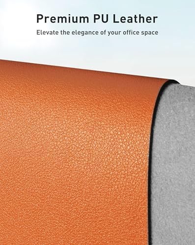 Aothia Faux Leather Desk Mat - Large Mouse Pad, Non-Slip PU Leather Blotter, Waterproof Writing Surface for Office and Home (Hermes Orange, 63" x 17") - Image 2