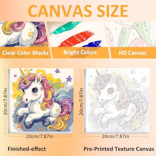 Unicorn Paint by Numbers Kit for Kids, 8x8 inch - Image 2