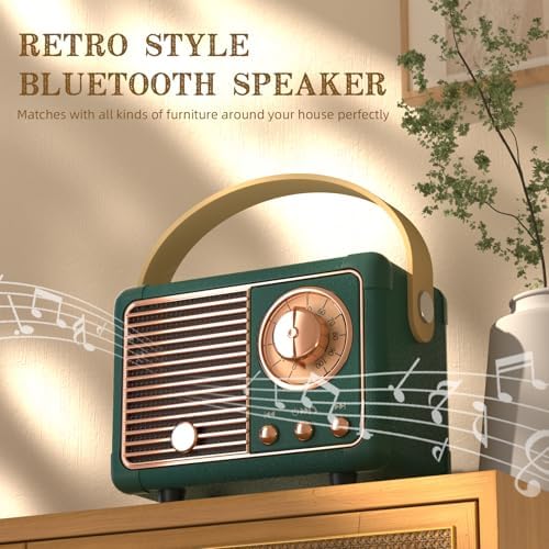Retro Bluetooth Speaker Vintage Decor Mini Portable Wireless Speaker Green - Image 7