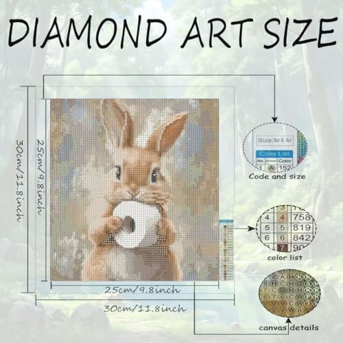 OJTOYART Animal Diamond Painting Kits for Adults,5D Cute Rabbit Diamond Art Kits for Beginners,DIY Round Full Drill Dots Painting with Gem Art Craft Kits for Home Wall Decor 12x 12 Inch - Image 6