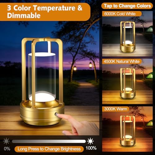 Rechargeable Table Lamp for Outdoor Indoor Portable Lamp with 3 Colors - Image 3