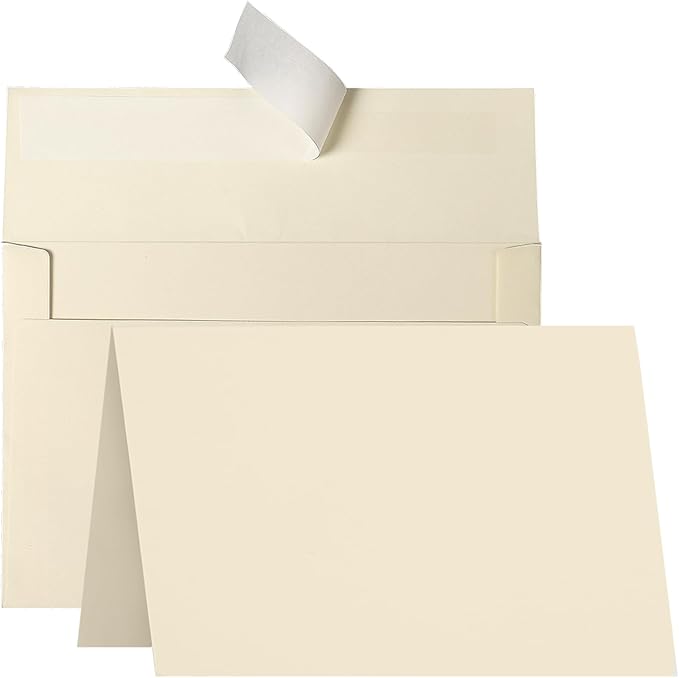 Folded Cream Blank Cards and Envelopes 4x6, 100 Pack Goefun Ivory Card Stock 4 x 6 and A6 Envelopes Self Seal for Invitations, Wedding, DIY Greeting Cardstock, Birthday, Baby Shower & All Occasion