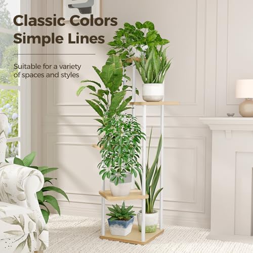 Bamworld White Plant Stand 5 Tier Corner Plant Shelf for Indoor Plants - Image 3