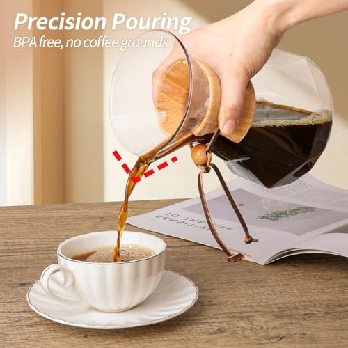 Pour Over Coffee Maker 27 OZ, 8 Cup Borosilicate Glass Drip Coffee Maker with Reusable Stainless Steel Filter and Cork Grip for Home Café 800 ML (Diamond Shape) - Image 4