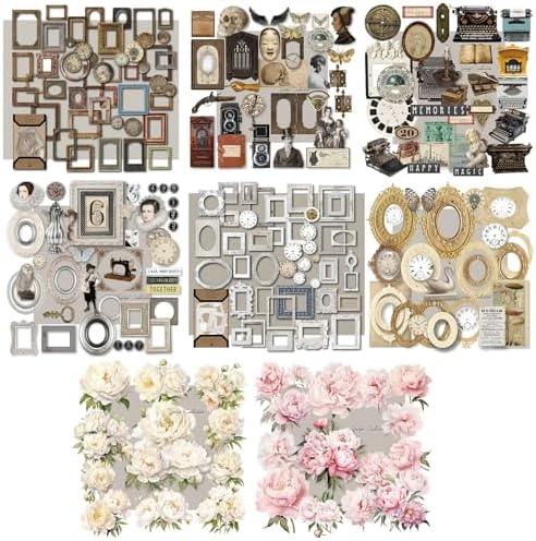 CATaireen Vintage Junk Journal Items Kit Pre Cut Paper Cards Cutout Cardstock Art Aesthetic Decor Hollow Out Craft Elements Small Embellishments Supplies for Adults Scrapbook Pack (All Collection) by CATaireenforScrapbooking