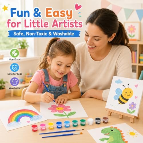 280 Pcs Washable Acrylic Paint for Kids Arts and Crafts, 20 Gouache Watercolor Paint Sets of 12 Colors for Party Classroom Painting Supplies, 20 Flat and 20 Pointed Brushes - Image 2