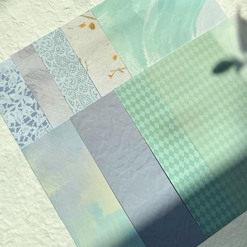Aromoty 15 sheets Handmade Scrapbook Paper Craft Mesh Fabric Scrapbooking Supplies Aesthetic Morandi Textured Special Paper Mix for Junk Journal Journaling DIY Materials, 5.1x7.02 inches - Image 4