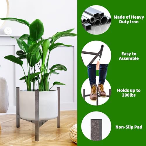 Airpark Adjustable Metal Plant Stand Dark Brown Color with Modern Design - Image 2