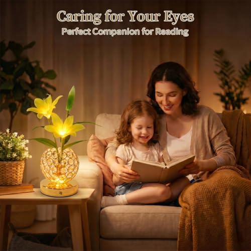 Stargazer Lily Crystal Table Lamp, Rechargeable Touch Flowers Lamp - Image 6