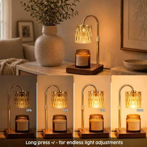 TOACSUCP Candle Warmer Lamp with 3 Bulbs, Adjustable Height Dimmable Candle Warmer with Timer, Compatible with Large Jar Candles, Candle Lamp with Charming Gift Box Ribbon for Her/Him(Walnut) - Image 4