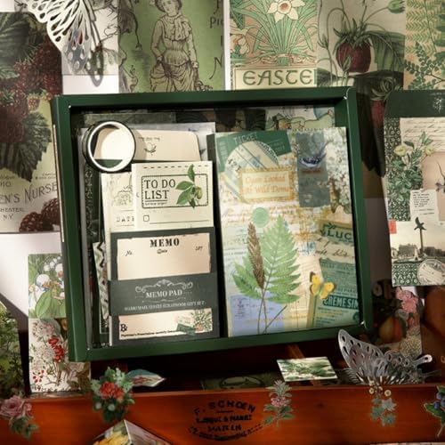 Toshine Vintage Botanical Scrapbooking Kit,Aesthetic Journal Kit Stationery, A6 Grid Notebook Journals Gift by Toshine