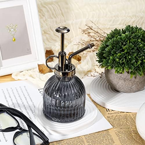 Glass Plant Mister Spray Bottle, Succulent Spray Bottle with Top Pump, Glass Plant Sprayer Mister Vintage Spritzer Small Watering Can for Indoor Outdoor Houseplant - Grey - Image 6