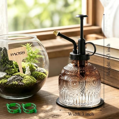Glass Plant Mister Spray Bottle Vintage Refill Leak Proof Watering Can 8oz - Image 3