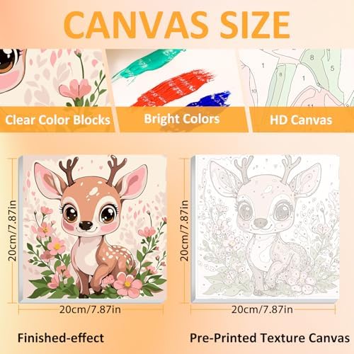 Deer Paint by Numbers Kit for Kids, 8x8 inch - Image 2