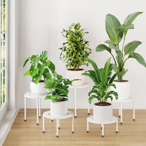 iDavosic.ly 5-Pack Metal Plant Stands for Indoor Outdoor, 10'' Small, White by iDavosicly