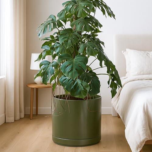 D'vine Dev 14 Inch Ceramic Planter Pot, Olive, 94-O-G-J - Image 2