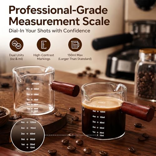 2 Pack Borosilicate Glass Espresso Shot Glass Measuring Cups with Handle - Image 7