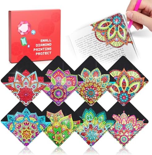 8 PC Diamond Art Corner Bookmarks Kit for Adult Gem Craft Christmas Women by CharySim