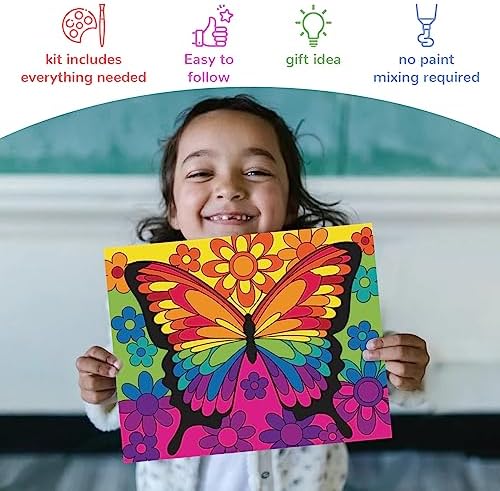 goldentime 3 Pack Kids Paint by Numbers Kit, Pre-Drawn Canvas Painting, Includes 8x10 inch Framed Canvas with 18 Acrylic Paints, 5 Brushes, Perfect Creative Gifts & Arts and Crafts for Kids - Image 4