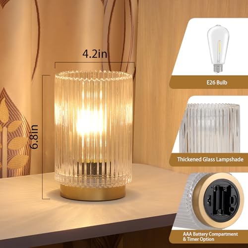 Cordless Table Lamp with Timer, Bedside Lamps with LED Warm Light - Image 2