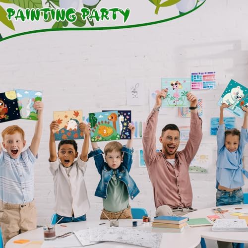 Affrolling 12 Pcs Pre Drawn Canvas for Painting for Adults 8 x 8 Inch Canvas Painting Kits Stretched with Drawing Ready to Paint Beginner Artists Date Night Party Supplies(Animals) - Image 5