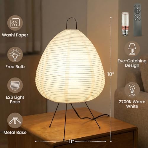 Akari Noguchi Rice Paper Lamp • Dimmable Japanese Paper Lantern Lamp • Japanese Decor Lantern • Cozy Japandi Style • Paper Lantern Light - Image 4