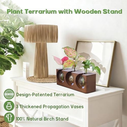 Wooden Stand Plant Propagation Station with 9-Level Adjustable LED Lights - Image 2