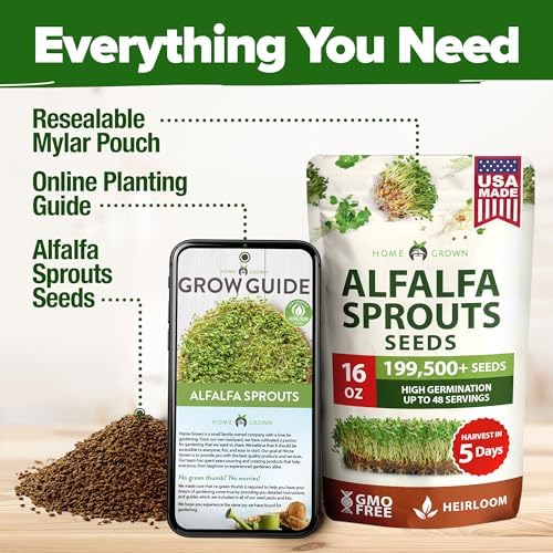 HOME GROWN Alfalfa Sprouting & Microgreen Seeds 16 oz Bulk Pack - Image 7