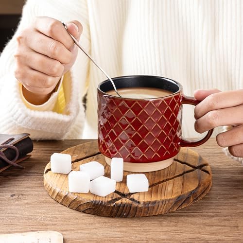 GBhome 12 OZ Stackable Coffee Mugs Set of 4, Ceramic Coffee Cups Set - Image 2
