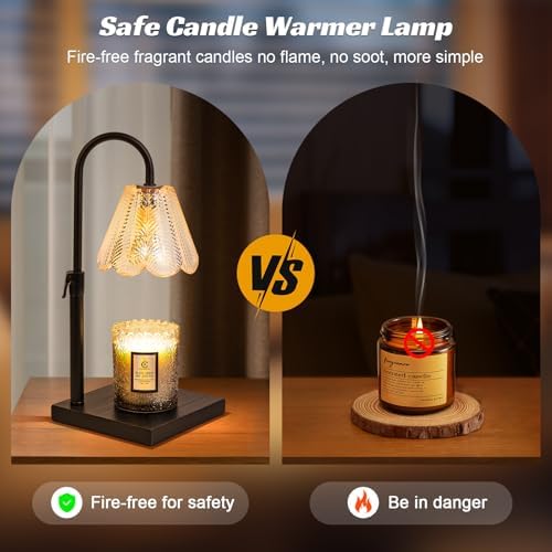 Golden Floral Candle Warmer Lamp with Timer & Dimmable Light - Image 2