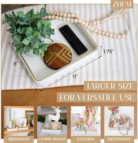 Perfume Tray Valet Tray Night Stand Bedside Organizer| Perfume Organizer Catchall| Perfume Trays for Dresser Vanity Tray for Dresser Countertop| Perfume Holder| Nightstand Organizer Women (White) - Image 3