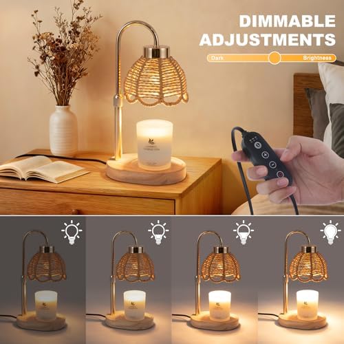 Candle Warmer Lamp, Stepless Dimming & Timer, Bohemian Style Wax Melting Device, Suitable for Home, Desk Decor, Bedroom, Mother's Day, Valentine, Birthday Gifts for Women (Gold) - Image 2