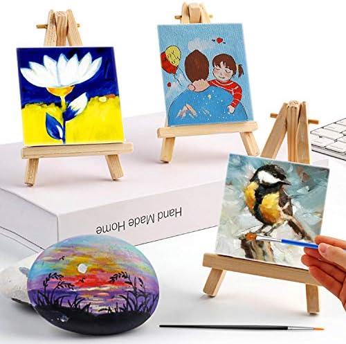 Mini Canvas and Easel, Cridoz 47 Pieces Small Canvas Painting Set Includes Mini Easel, Acrylic Paint, Paintbrushes and Palette for Artists Art Party Sip and Paint Night - Image 6