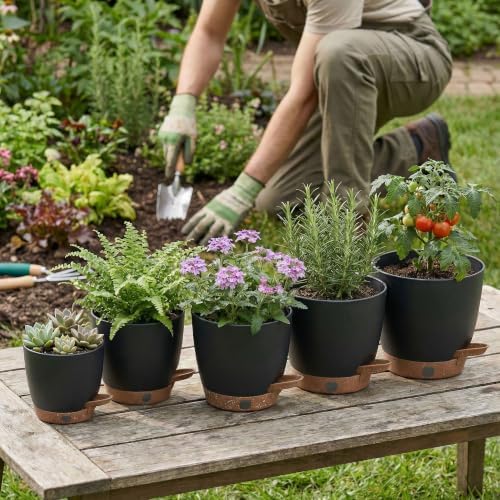 5-Pack 10/9/8/7/6.5Inch Self Watering Plant Pot for Inoor/ Ourdoor Plants - Image 6