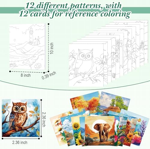 Sherr 12 Pcs Pre Drawn Canvas for Adults,Mixed Styles,8 x 10 Inch - Image 3