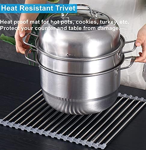 Seropy Roll Up Dish Drying Rack Over The Sink for RV Sink 17.5x15.7 in Kitchen Drying Rack Folding Dish Drainer Mat Rolling Dish Rack Foldable Rack Stainless Steel Wide Kitchen Dry Rack - Image 5
