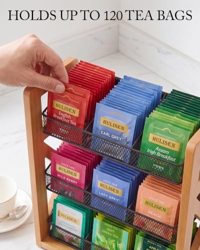 HULISEN Tea Bag Organizer, 3 Tier Tea Bag Holder, Holds Up to 120 Teabags - Image 2