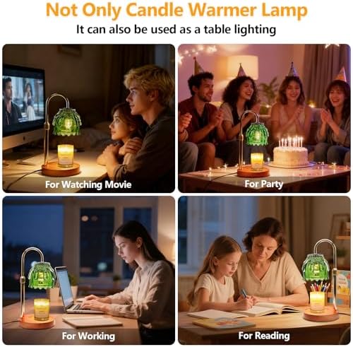 Candle Warmer Lamp with Timer and Dimmer 4-Level Dimmable Flower Light Heat Lamp for Jar Candles Adjustable Height Modern Cute Home Decor for Living Room Bedroom and Best Gift for Friends Lover. Green - Image 6