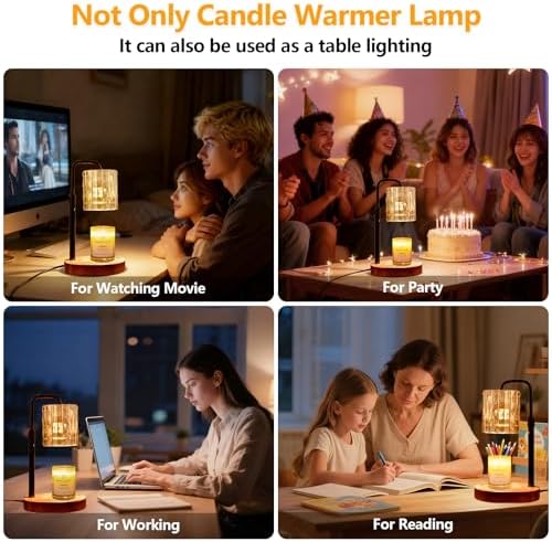 Candle Warmer Lamp with Timer and Dimmer 4-Level Dimmable Flower Light Heat Lamp for Jar Candles Adjustable Height Modern Cute Home Decor for Living Room Bedroom(Gold-Square) - Image 6