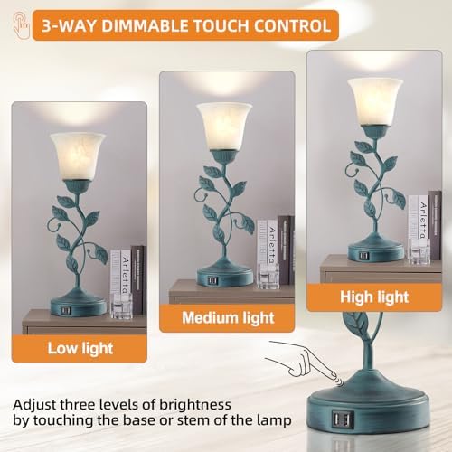 Vintage Touch Table Lamp for Living Room with 2 USB C+A Ports - Image 3